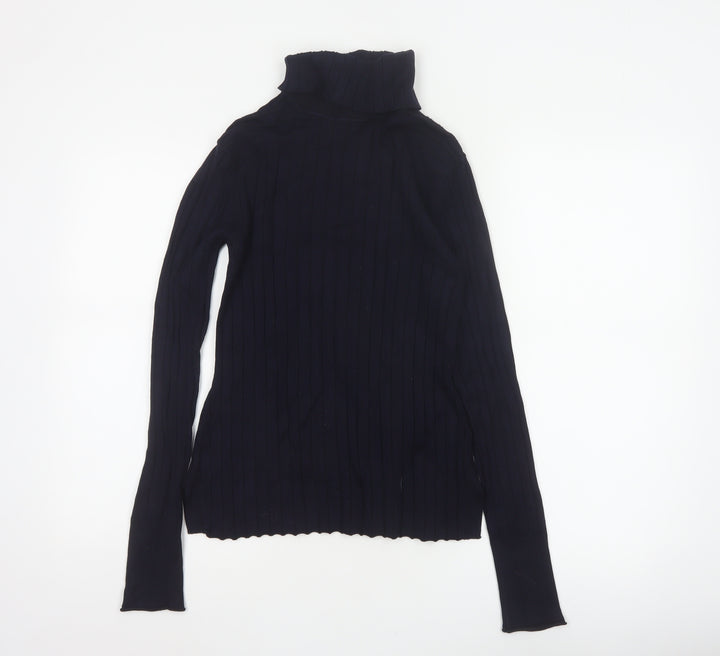 River Island Women Black UK 12 Ribbed Roll Neck Pullover Jumper