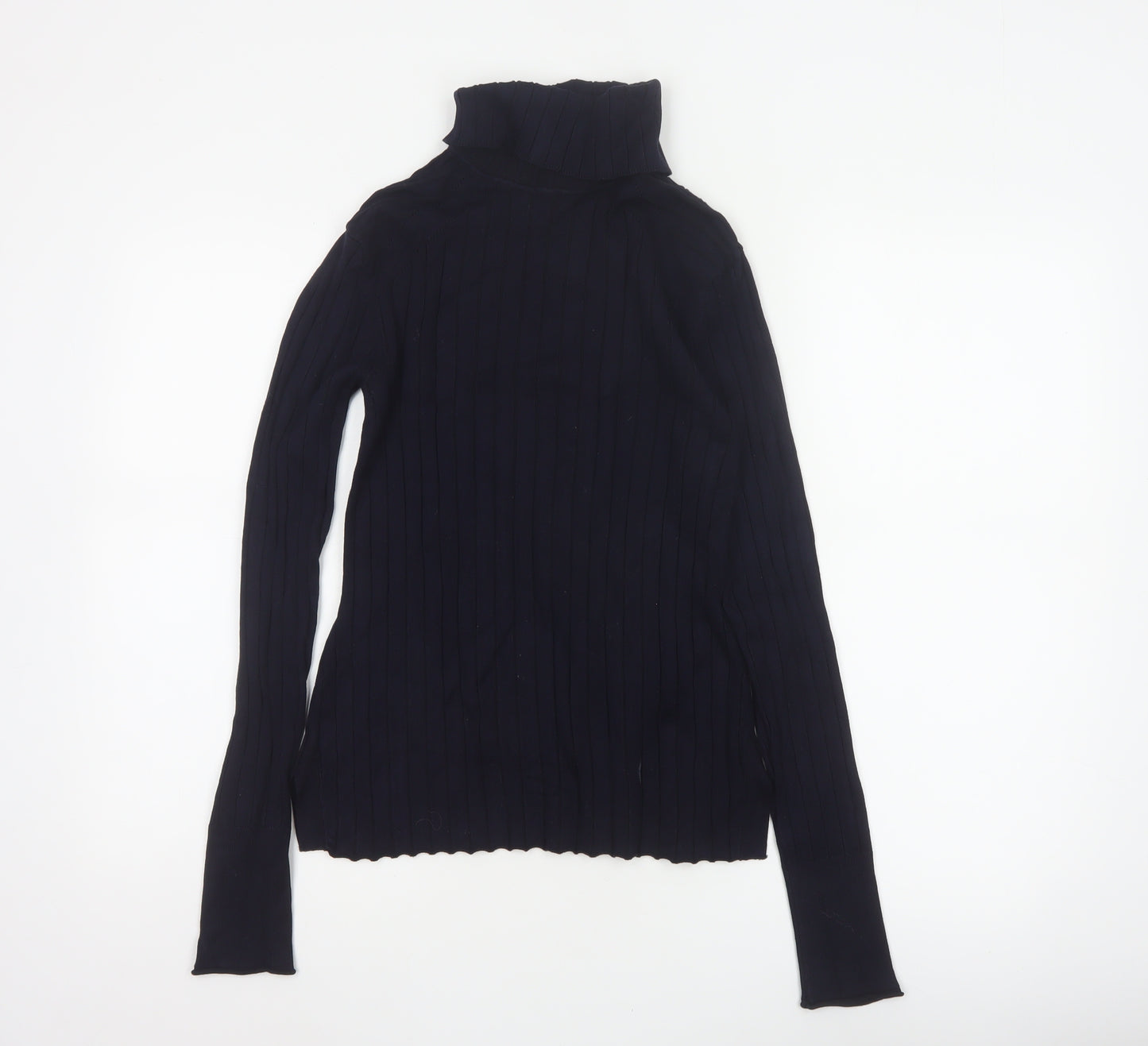 River Island Women Black UK 12 Ribbed Roll Neck Pullover Jumper
