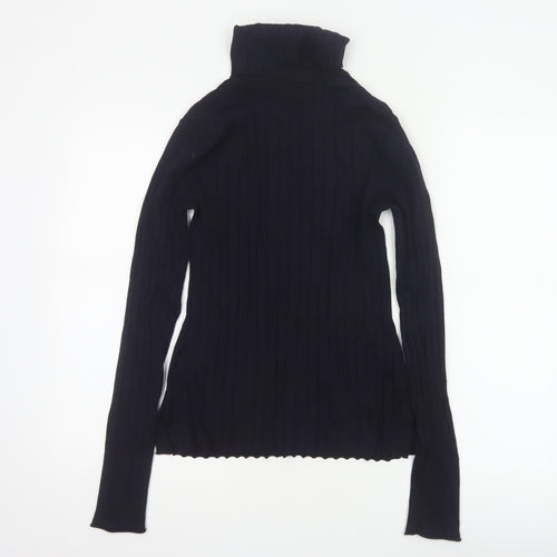River Island Women Black UK 12 Ribbed Roll Neck Pullover Jumper