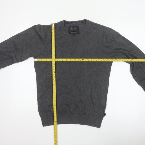 Musto Men’s Grey Small V-Neck Cotton Merino Knit Pullover Jumper