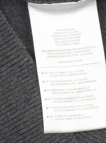 Musto Men’s Grey Small V-Neck Cotton Merino Knit Pullover Jumper