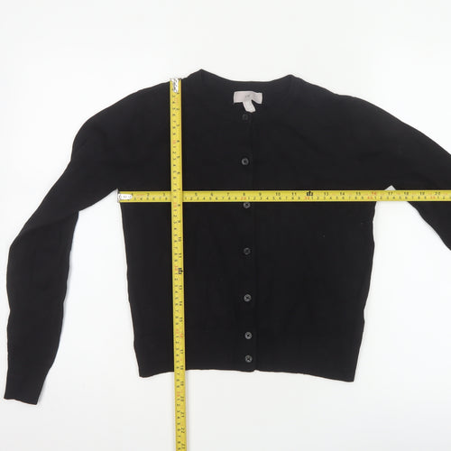 H&M Women Black Size S Button Up Crew Neck Knit Cardigan