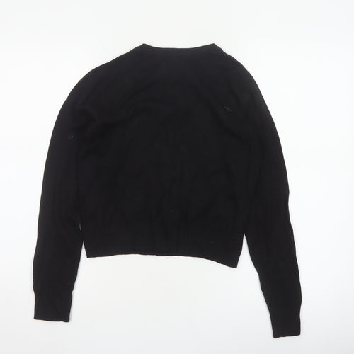 H&M Women Black Size S Button Up Crew Neck Knit Cardigan