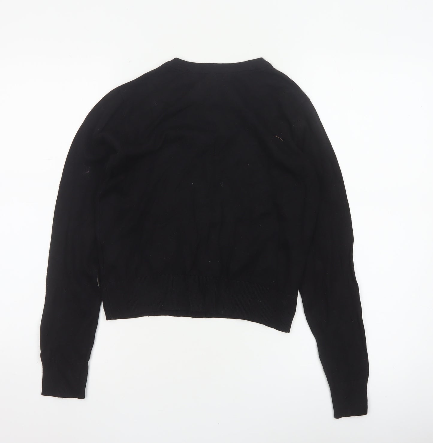H&M Women Black Size S Button Up Crew Neck Knit Cardigan