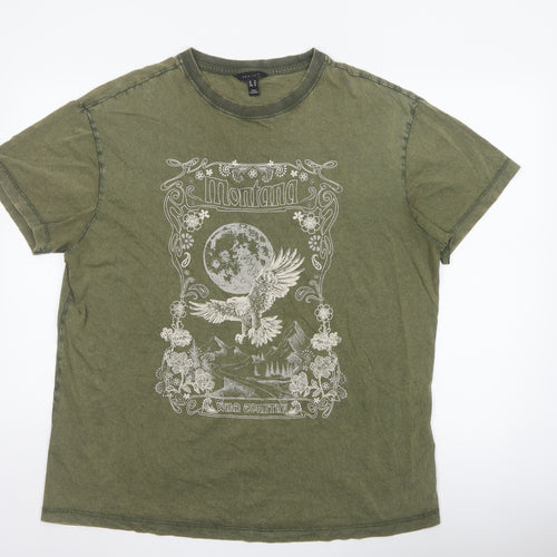 New Look Women Green UK 14 Basic Eagle Moon Graphic T-Shirt