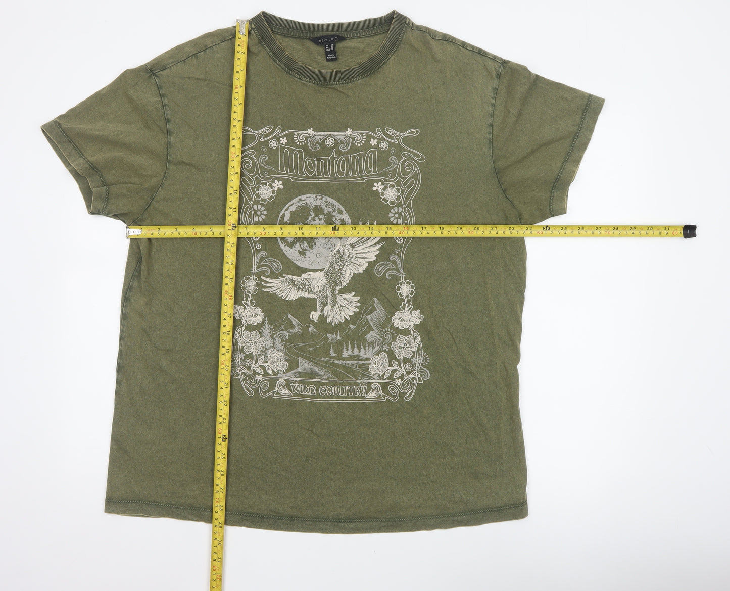 New Look Women Green UK 14 Basic Eagle Moon Graphic T-Shirt