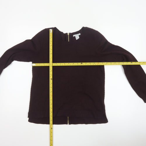 H&M Women’s Brown UK 12 Full Zip Knit Jumper Long Sleeve