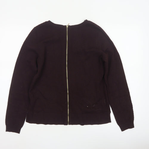 H&M Women’s Brown UK 12 Full Zip Knit Jumper Long Sleeve