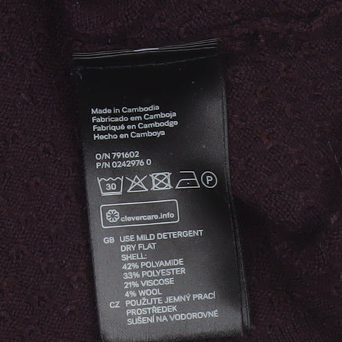 H&M Women’s Brown UK 12 Full Zip Knit Jumper Long Sleeve