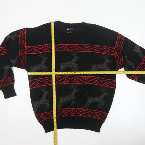 Blitz Sport Wear Men’s Black XL Reindeer Fair Isle Knit Jumper