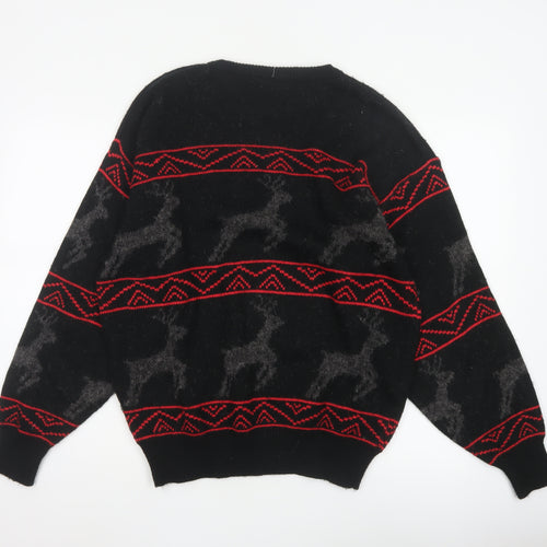 Blitz Sport Wear Men’s Black XL Reindeer Fair Isle Knit Jumper