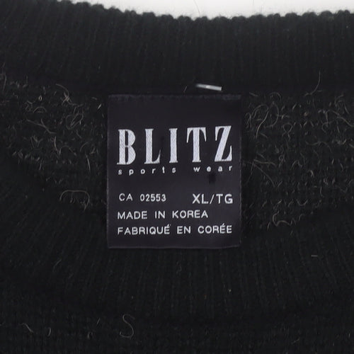 Blitz Sport Wear Men’s Black XL Reindeer Fair Isle Knit Jumper