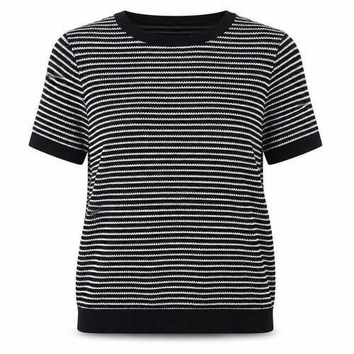 New Look Women’s Black White Striped Jersey T-Shirt UK 8 Short Sleeve