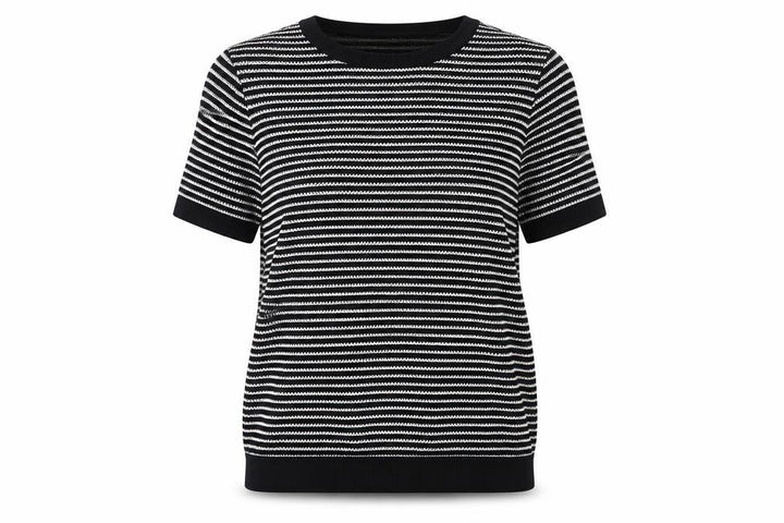 New Look Women’s Black White Striped Jersey T-Shirt UK 8 Short Sleeve