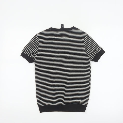 New Look Women’s Black White Striped Jersey T-Shirt UK 8 Short Sleeve