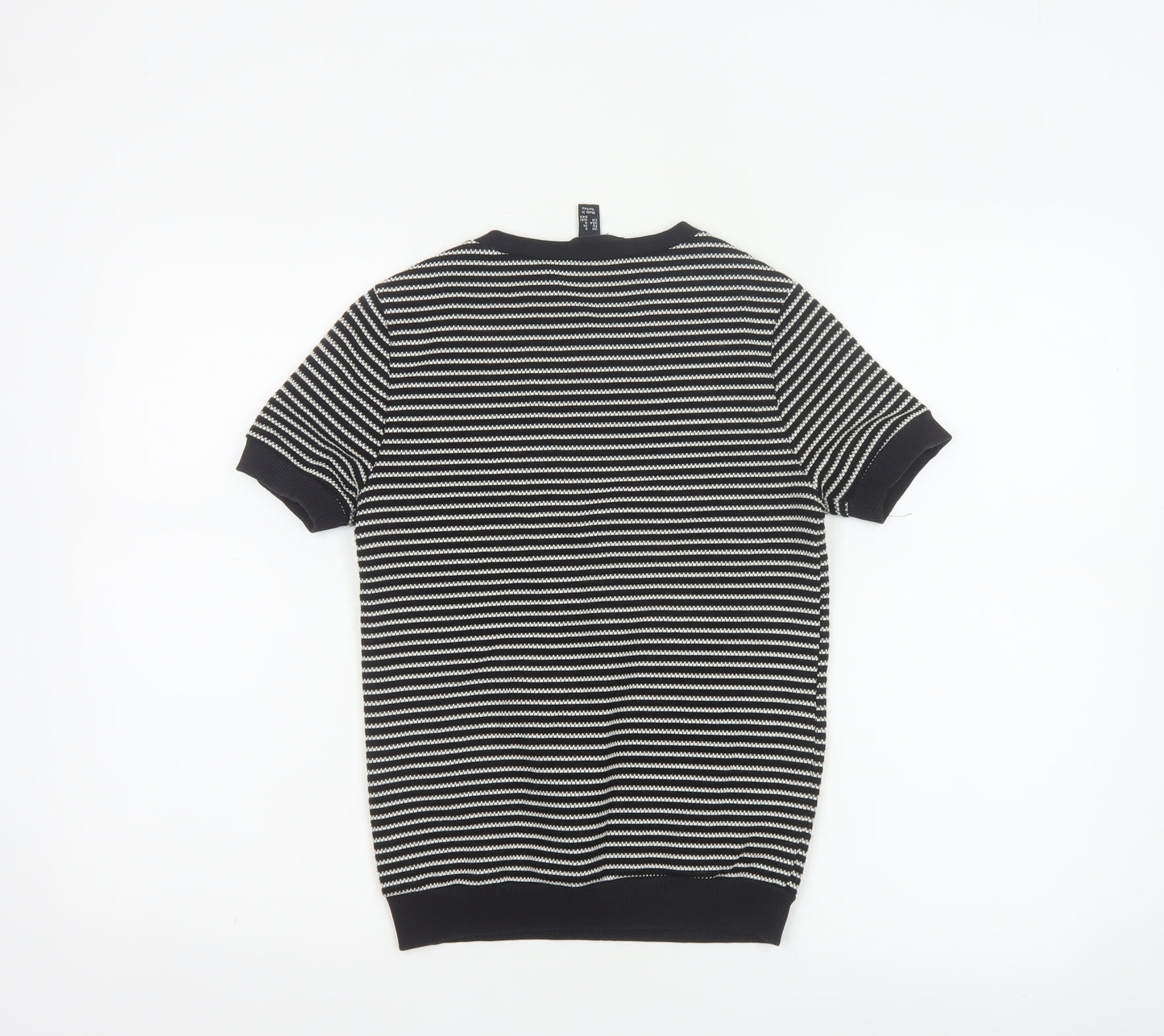 New Look Women’s Black White Striped Jersey T-Shirt UK 8 Short Sleeve