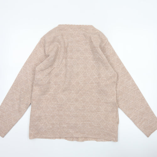 Genesis Women Beige M Embellished V-Neck Button Knit Cardigan