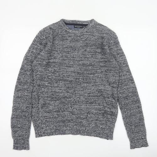 Brave Soul Men’s Grey Marl S Chunky Knit Crew Neck Pullover Jumper