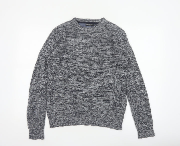 Brave Soul Men’s Grey Marl S Chunky Knit Crew Neck Pullover Jumper