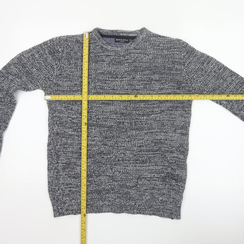 Brave Soul Men’s Grey Marl S Chunky Knit Crew Neck Pullover Jumper