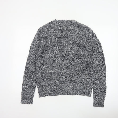 Brave Soul Men’s Grey Marl S Chunky Knit Crew Neck Pullover Jumper