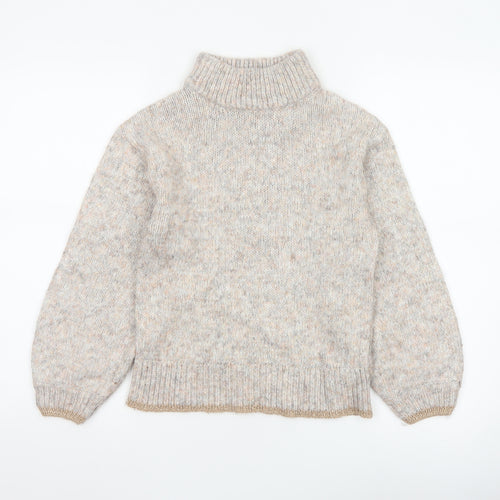 Dorothy Perkins Women’s Beige Petite UK 6 Roll Neck Glitter Jumper