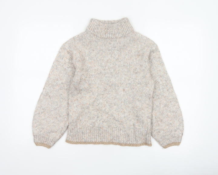Dorothy Perkins Women’s Beige Petite UK 6 Roll Neck Glitter Jumper