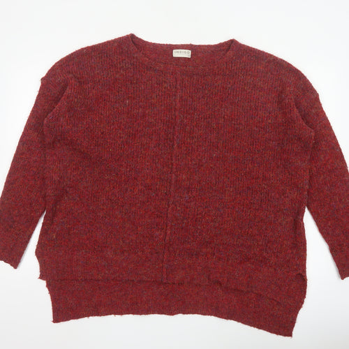Marks and Spencer Women Red L V-Neck Raglan Knit Pullover Jumper