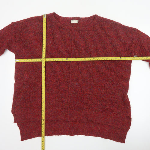 Marks and Spencer Women Red L V-Neck Raglan Knit Pullover Jumper