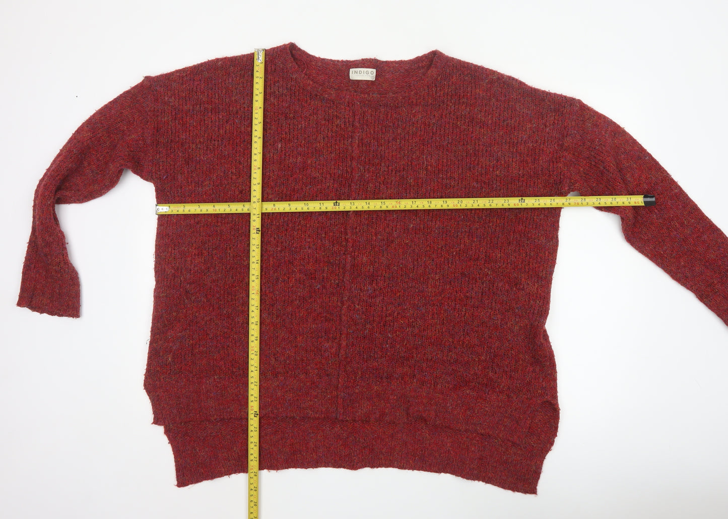 Marks and Spencer Women Red L V-Neck Raglan Knit Pullover Jumper