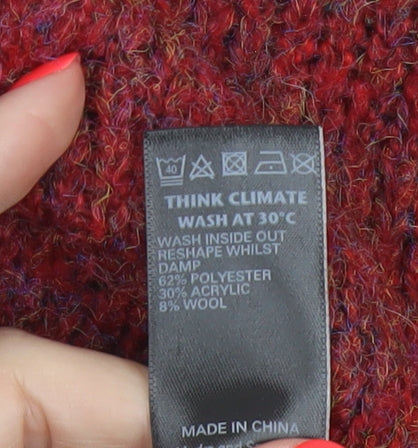 Marks and Spencer Women Red L V-Neck Raglan Knit Pullover Jumper