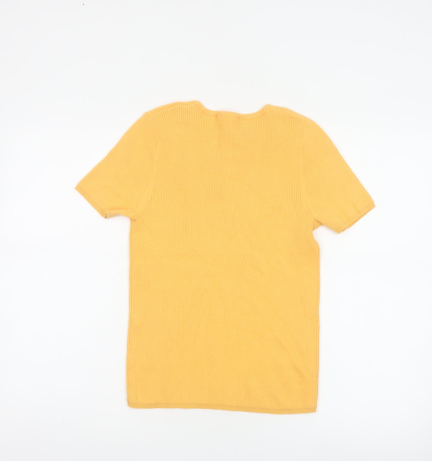 TP Women's Yellow Size 14 Rib Knit Floral Short Sleeve T-Shirt