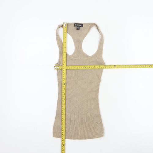 bebe Women Gold M Glitter Racerback Stretch Camisole Tank Top
