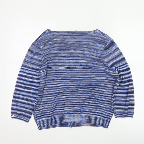 TU Women's Blue Striped Button Cardigan Size 16 Long Sleeve Knit