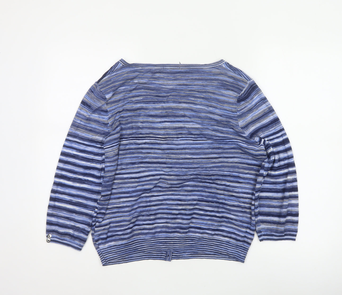 TU Women's Blue Striped Button Cardigan Size 16 Long Sleeve Knit