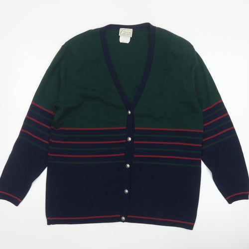 Company Collection Men’s Multicoloured L V-Neck Striped Acrylic Cardigan