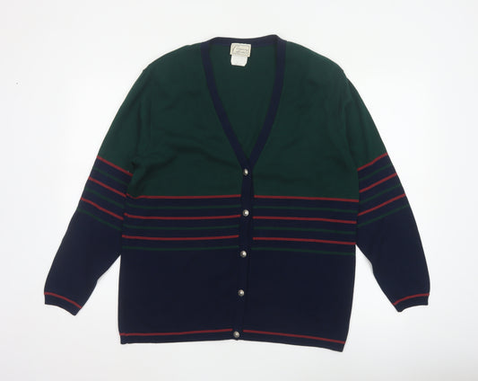 Company Collection Men’s Multicoloured L V-Neck Striped Acrylic Cardigan