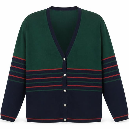 Company Collection Men’s Multicoloured L V-Neck Striped Acrylic Cardigan