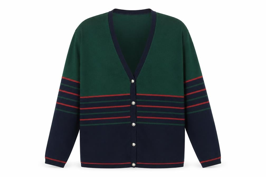Company Collection Men’s Multicoloured L V-Neck Striped Acrylic Cardigan