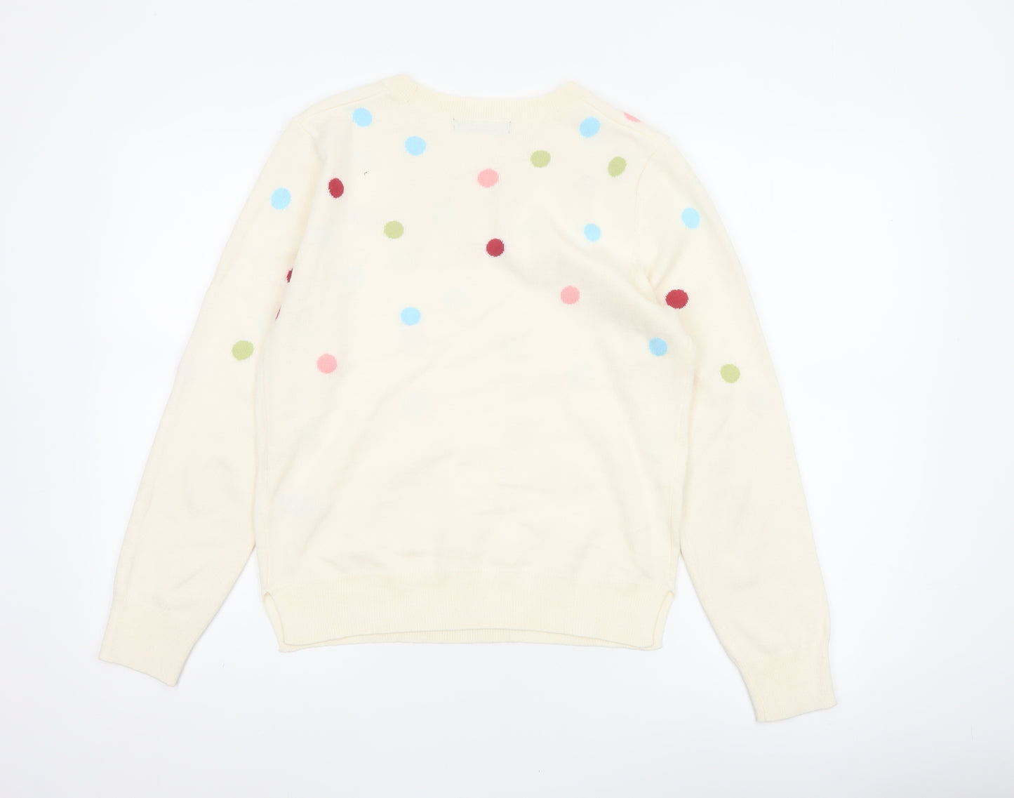 Marks and Spencer Women Ivory Polka Dot Knit Jumper UK 10 Crew Neck