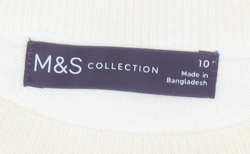 Marks and Spencer Women Ivory Polka Dot Knit Jumper UK 10 Crew Neck