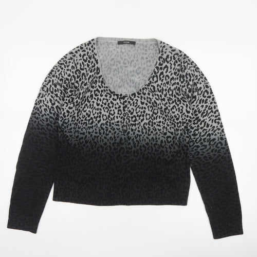 George Women’s Grey Black Leopard Print Scoop Neck Jumper UK 14