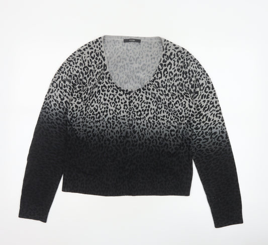 George Women’s Grey Black Leopard Print Scoop Neck Jumper UK 14