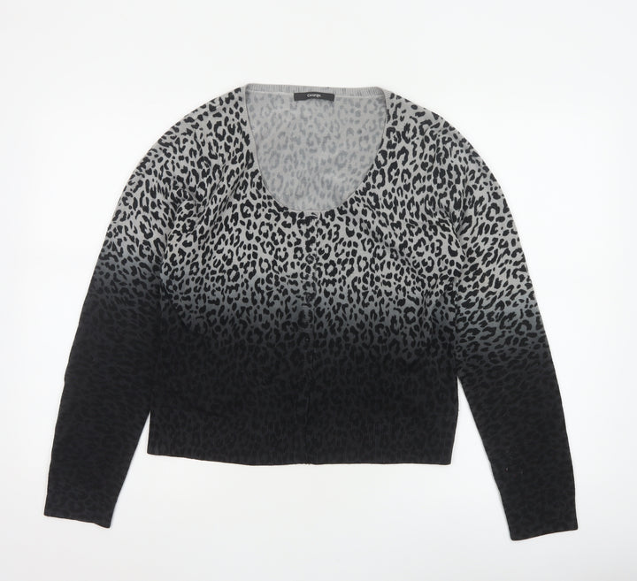 George Women’s Grey Black Leopard Print Scoop Neck Jumper UK 14