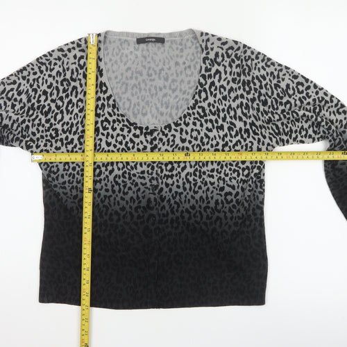 George Women’s Grey Black Leopard Print Scoop Neck Jumper UK 14