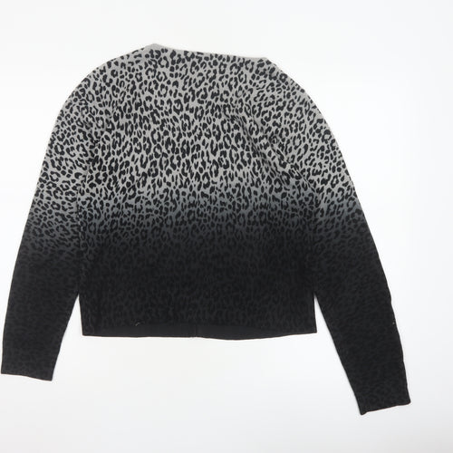 George Women’s Grey Black Leopard Print Scoop Neck Jumper UK 14
