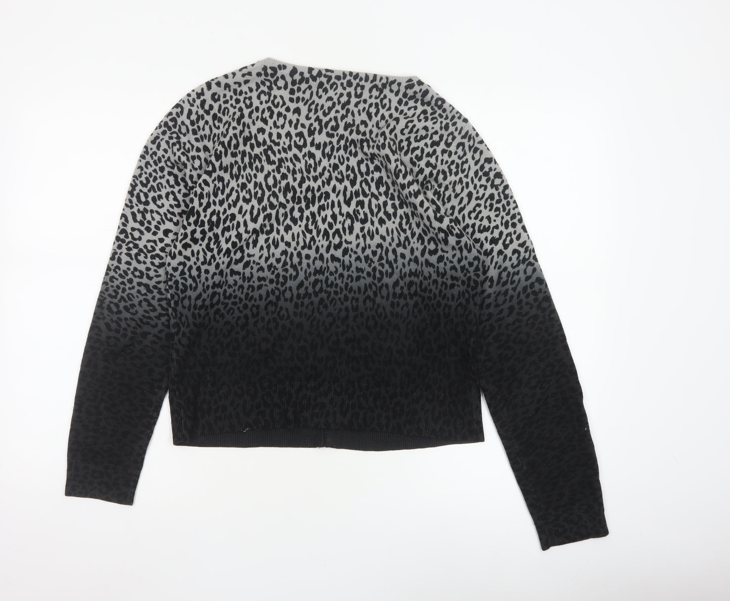 George Women’s Grey Black Leopard Print Scoop Neck Jumper UK 14
