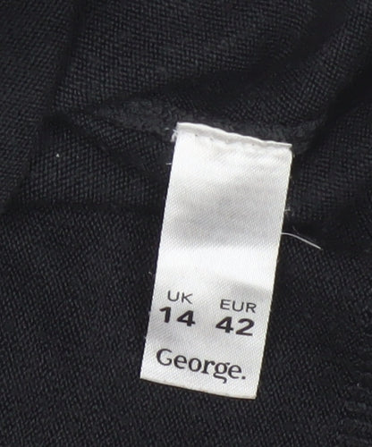 George Women’s Grey Black Leopard Print Scoop Neck Jumper UK 14