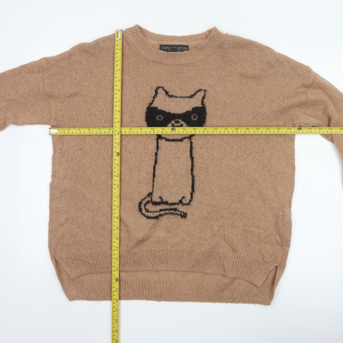 Topshop Petite Women’s Brown Cat Mohair Blend Knit Jumper UK 10