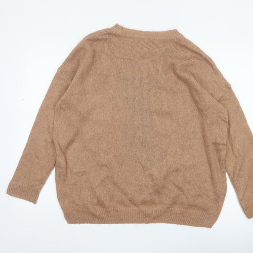 Topshop Petite Women’s Brown Cat Mohair Blend Knit Jumper UK 10